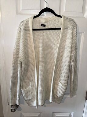Rue21 Cream Open-Front Waffle Cardigan